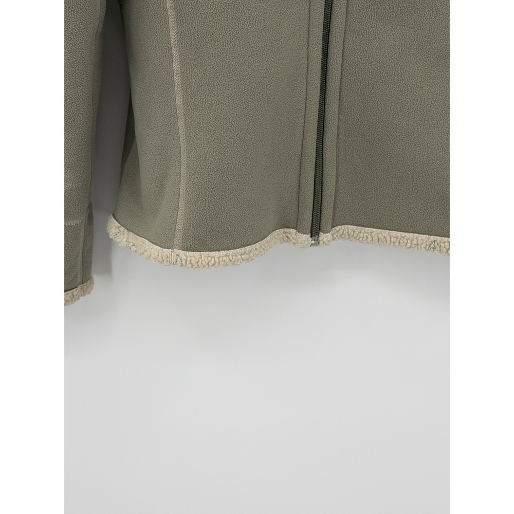 L.L. BEAN Sherpa-Lined Fleece Zip Up Jacket Mock Neck Lite Olive Green Small - Picture 2 of 8